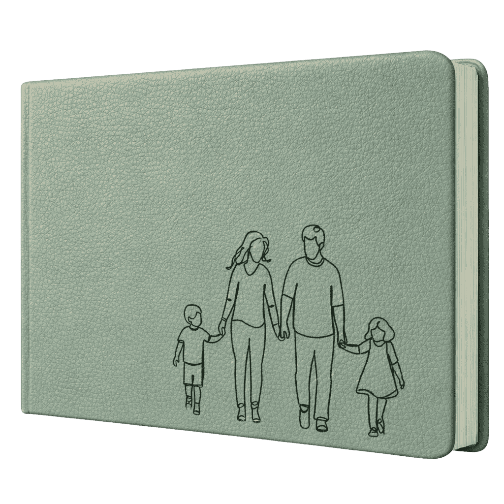 Album 20x30 Familie, piele naturala alba, gravare cu 20 de pagini